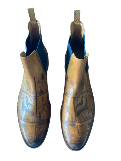 Bottines marrons avec motifs